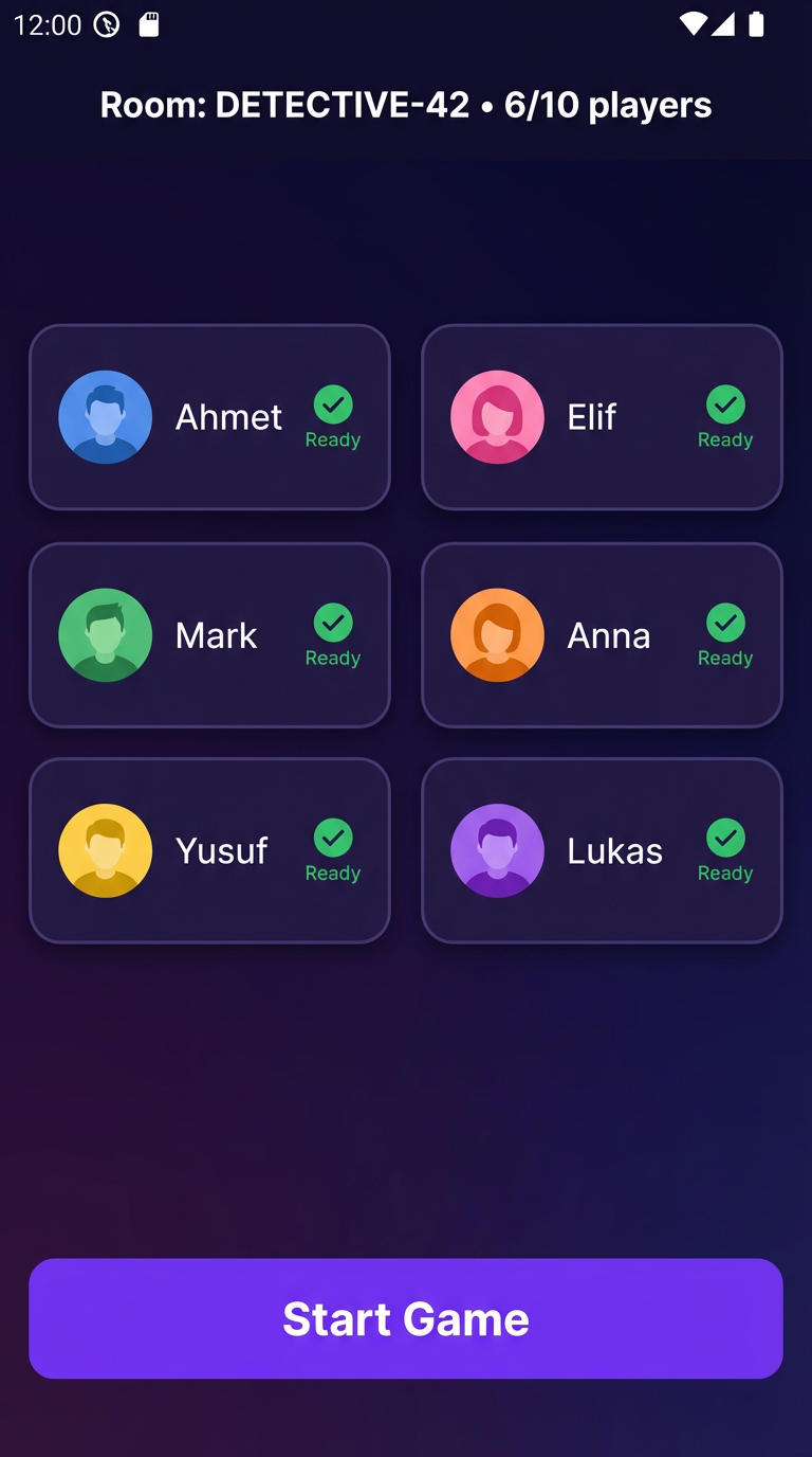 Spy Game lobby with connected players